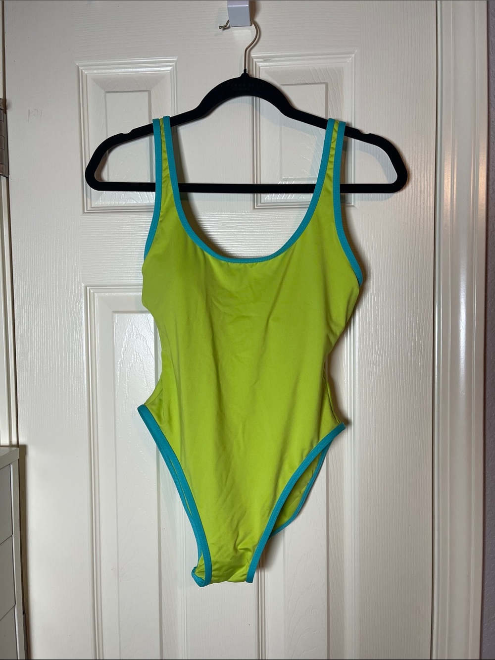 Michael Kors Lime Green One-Piece Swimsuit with Teal Trim